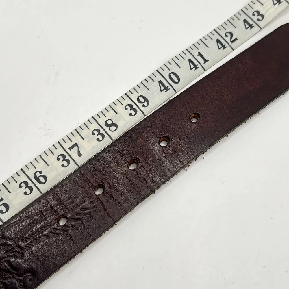 Brown Western Tooled Leather Belt Eagle Graphic 36-40
